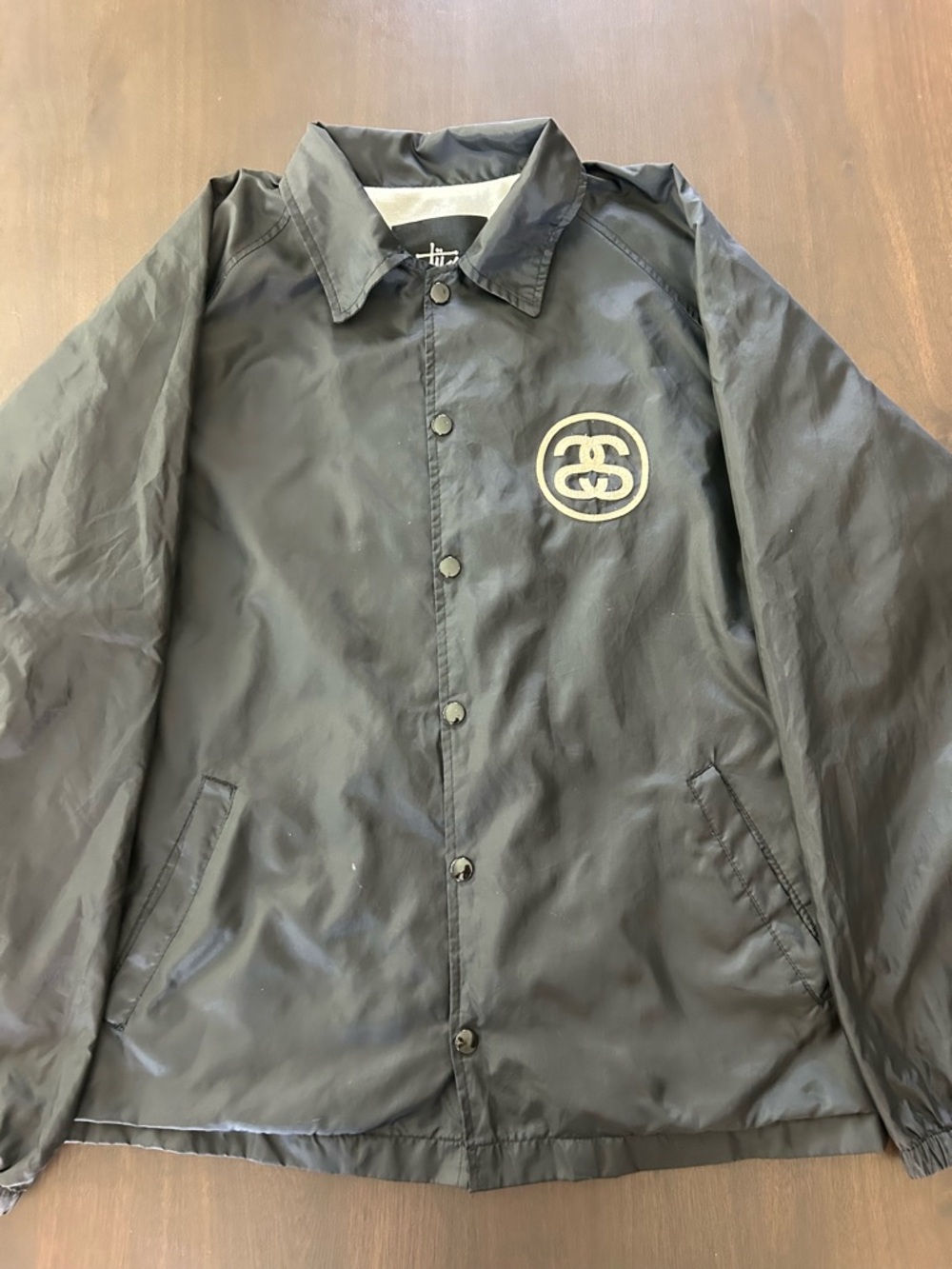 Stussy Link Script Logo Black Coach Jacket with Embroidered Logo - Picture 2 of 10